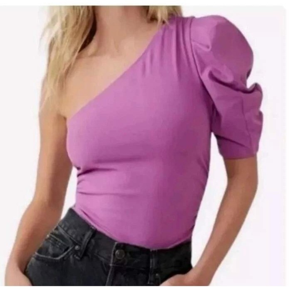 Free‎ People Somethin Bout It One Shoulder Bodysuit Purple XL NWT OB1270205